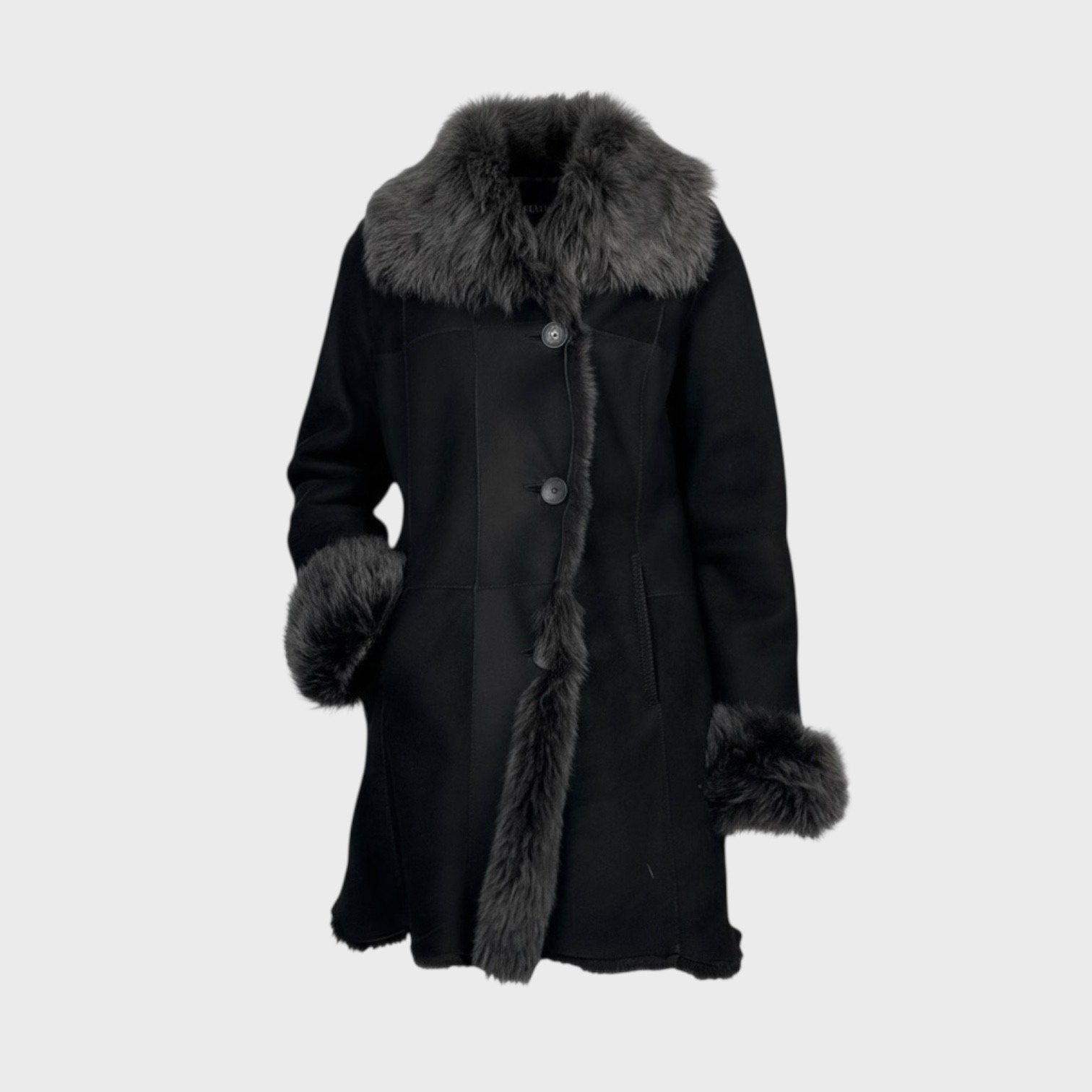 Black Brisa Shearling Jacket Toscana Lamb Trim