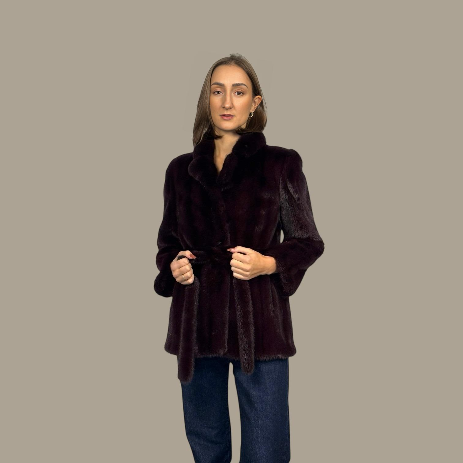 Violet Dyed Female Mink Jacket - with Belt