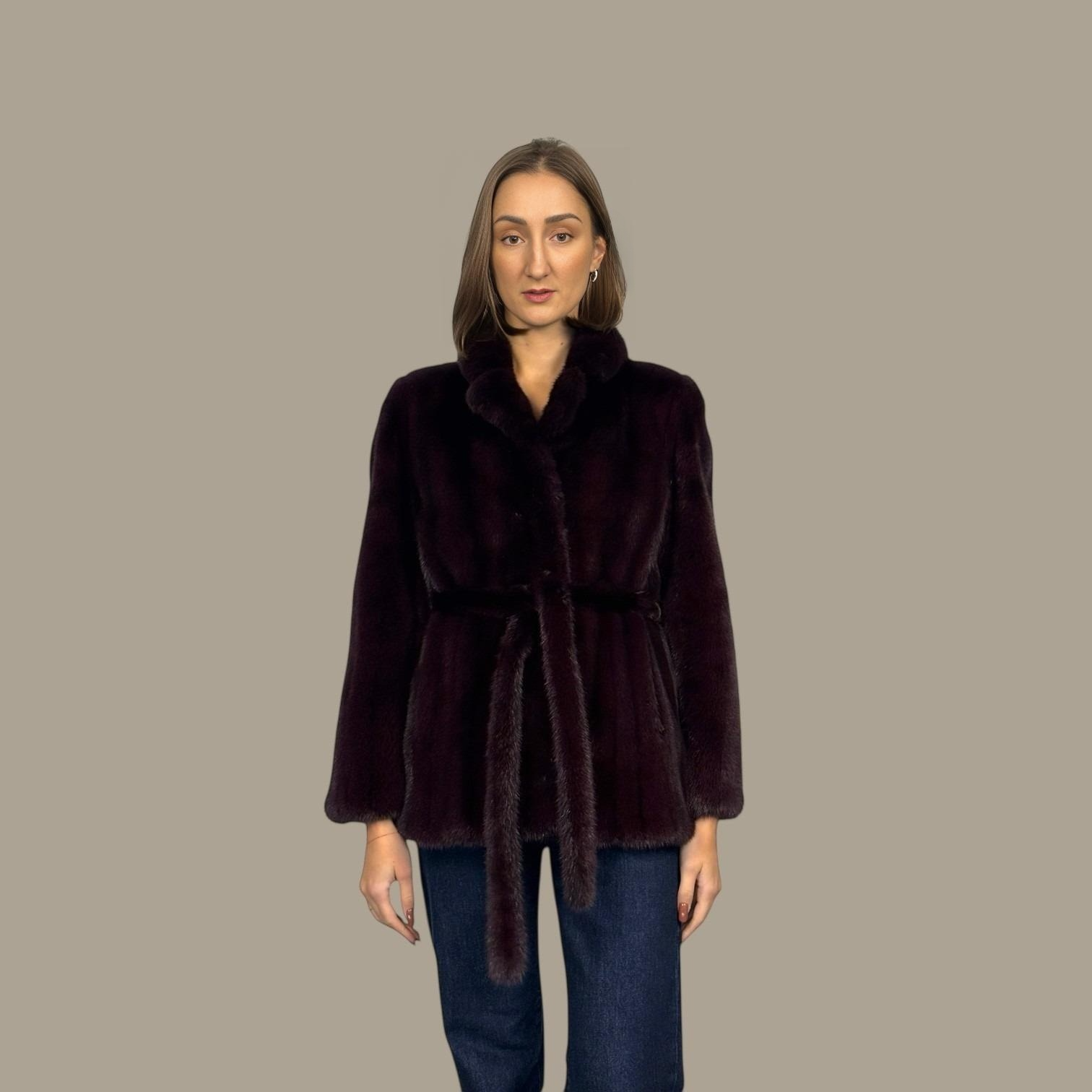 Violet Dyed Female Mink Jacket - with Belt