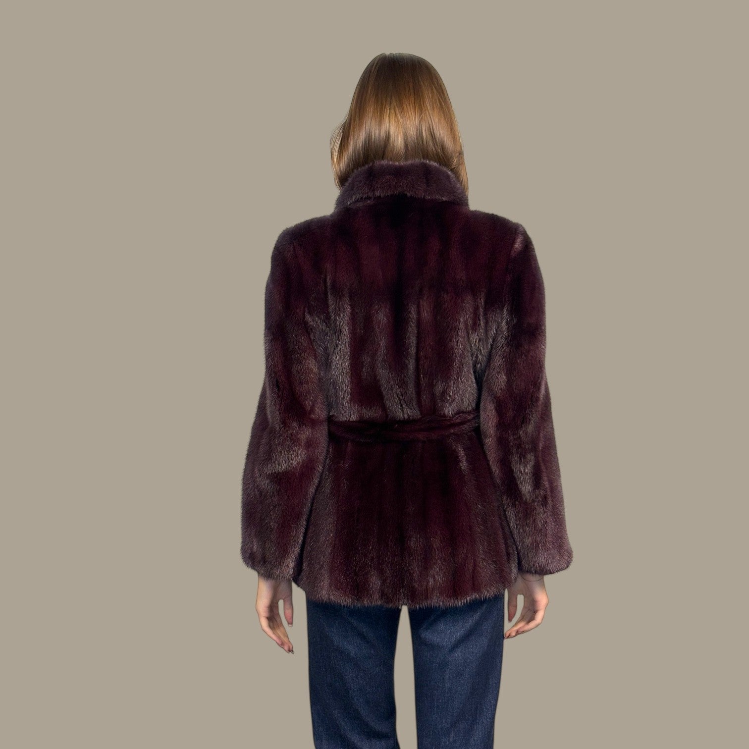 Violet Dyed Female Mink Jacket - with Belt