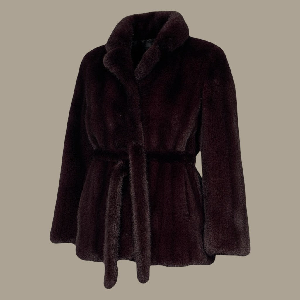 Violet Dyed Female Mink Jacket - with Belt