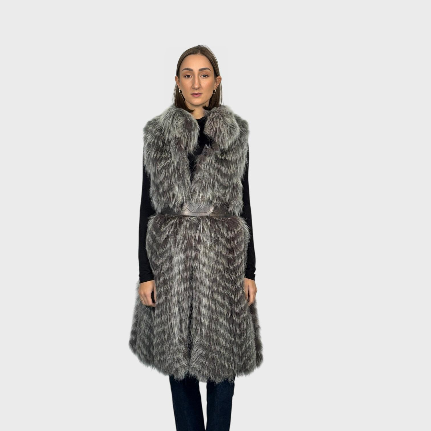 Silver Fox Long Vest - Belted