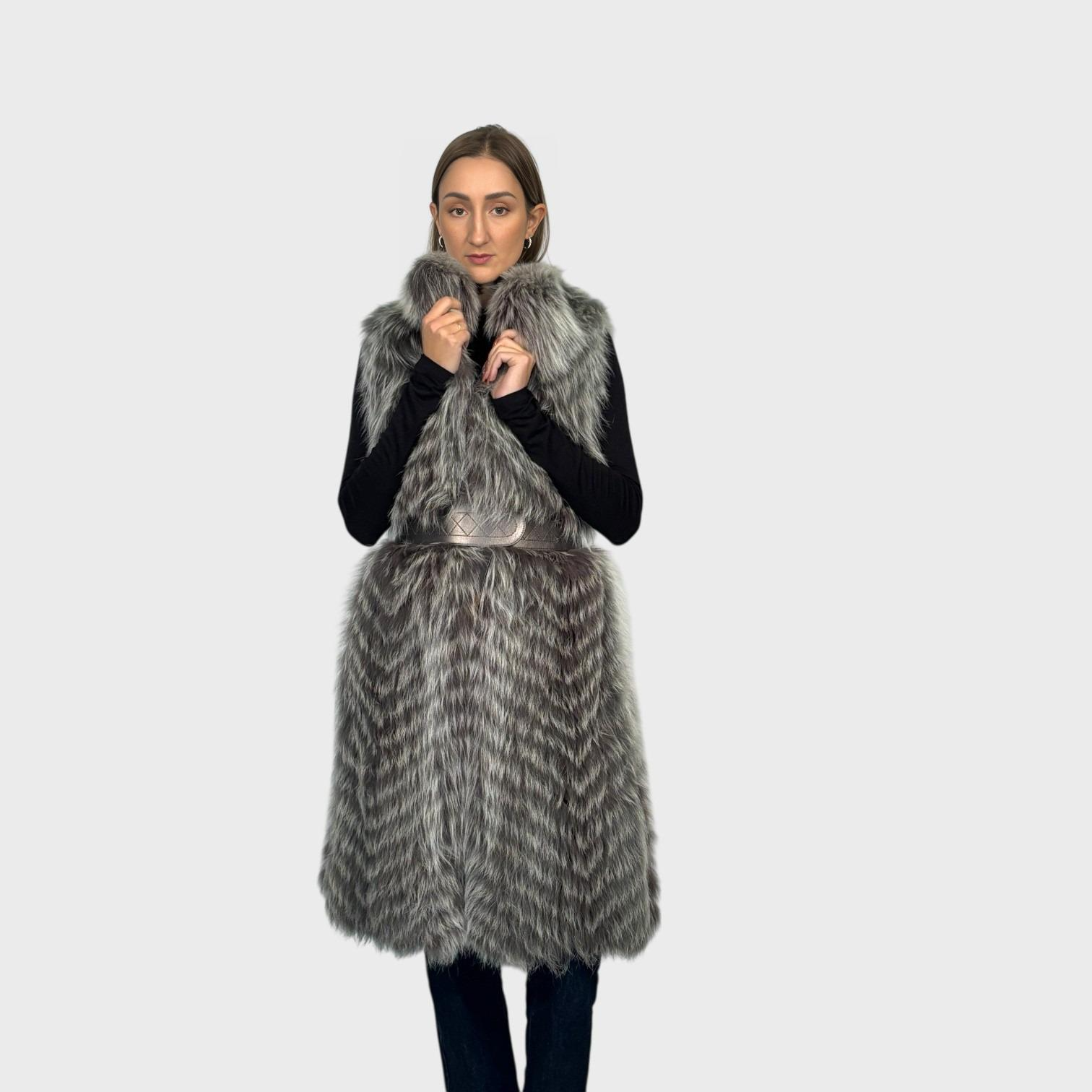 Silver Fox Long Vest - Belted