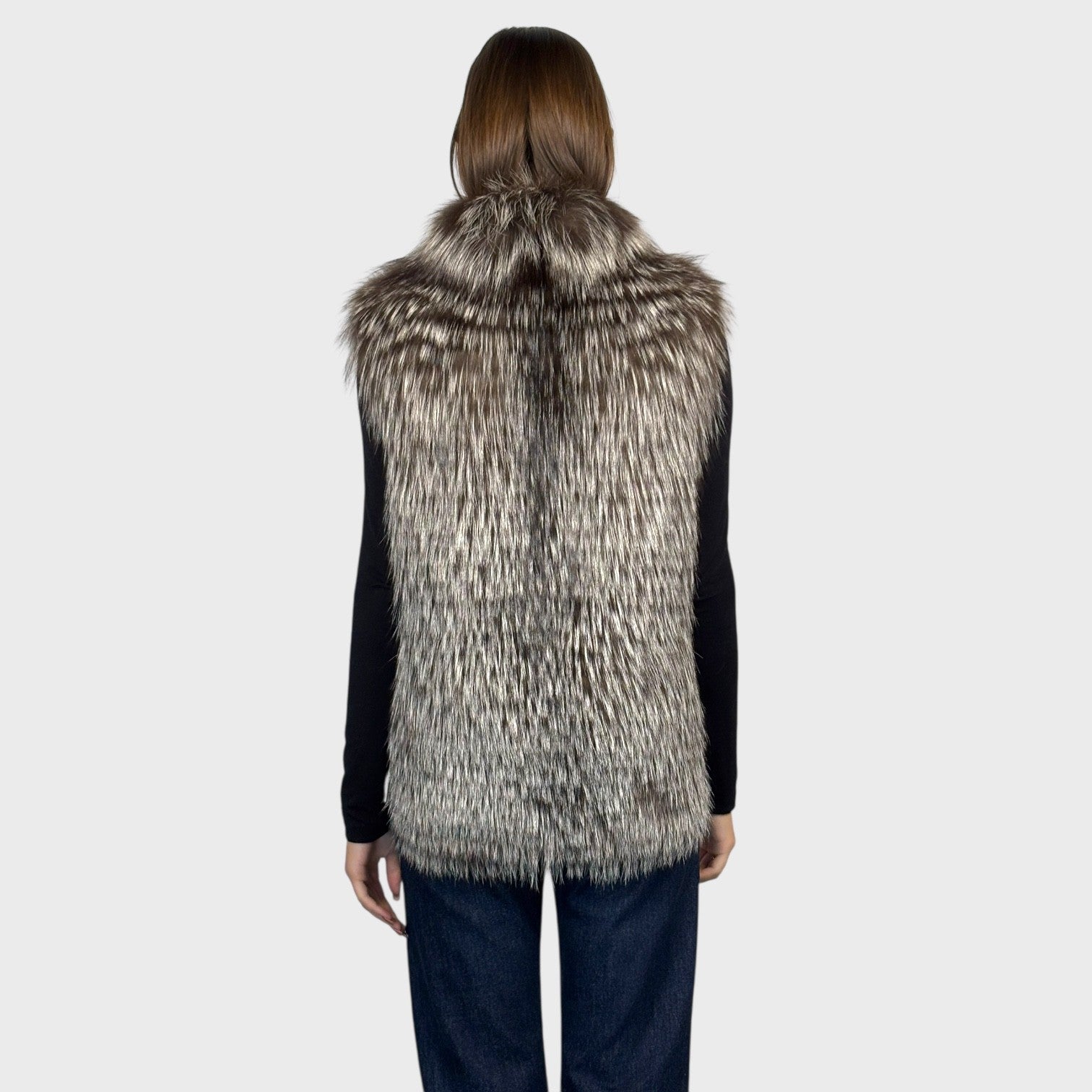Silver Fox Vest - Leather Side Panel
