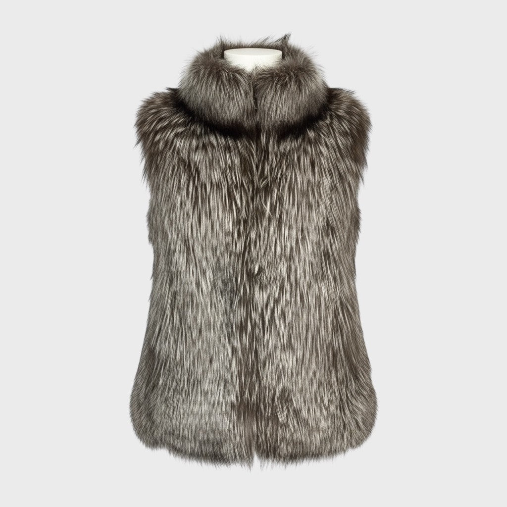 Silver Fox Vest - Leather Side Panel