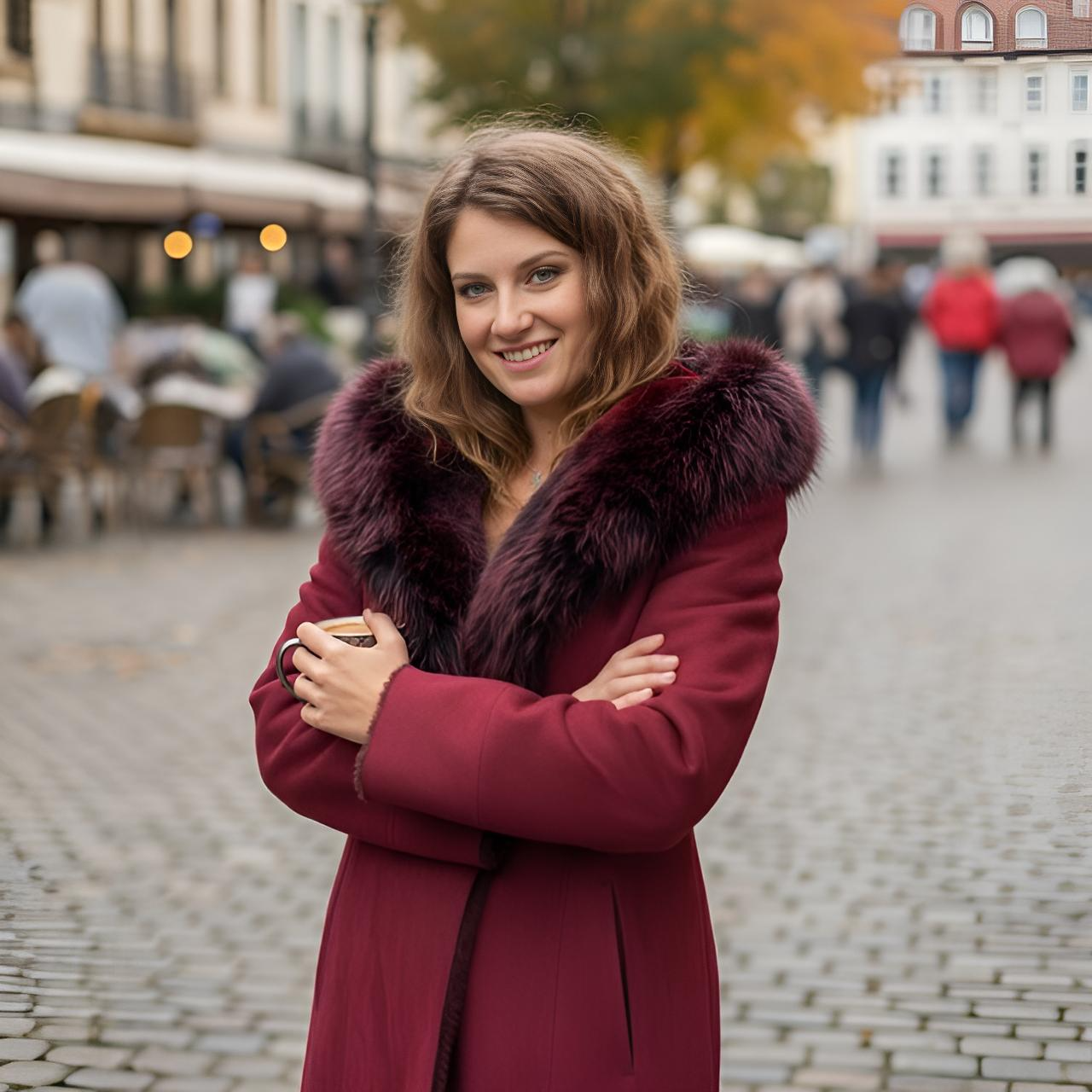 Marsala Black Suede Shearling Hooded Jacket - Silver Fox Trim