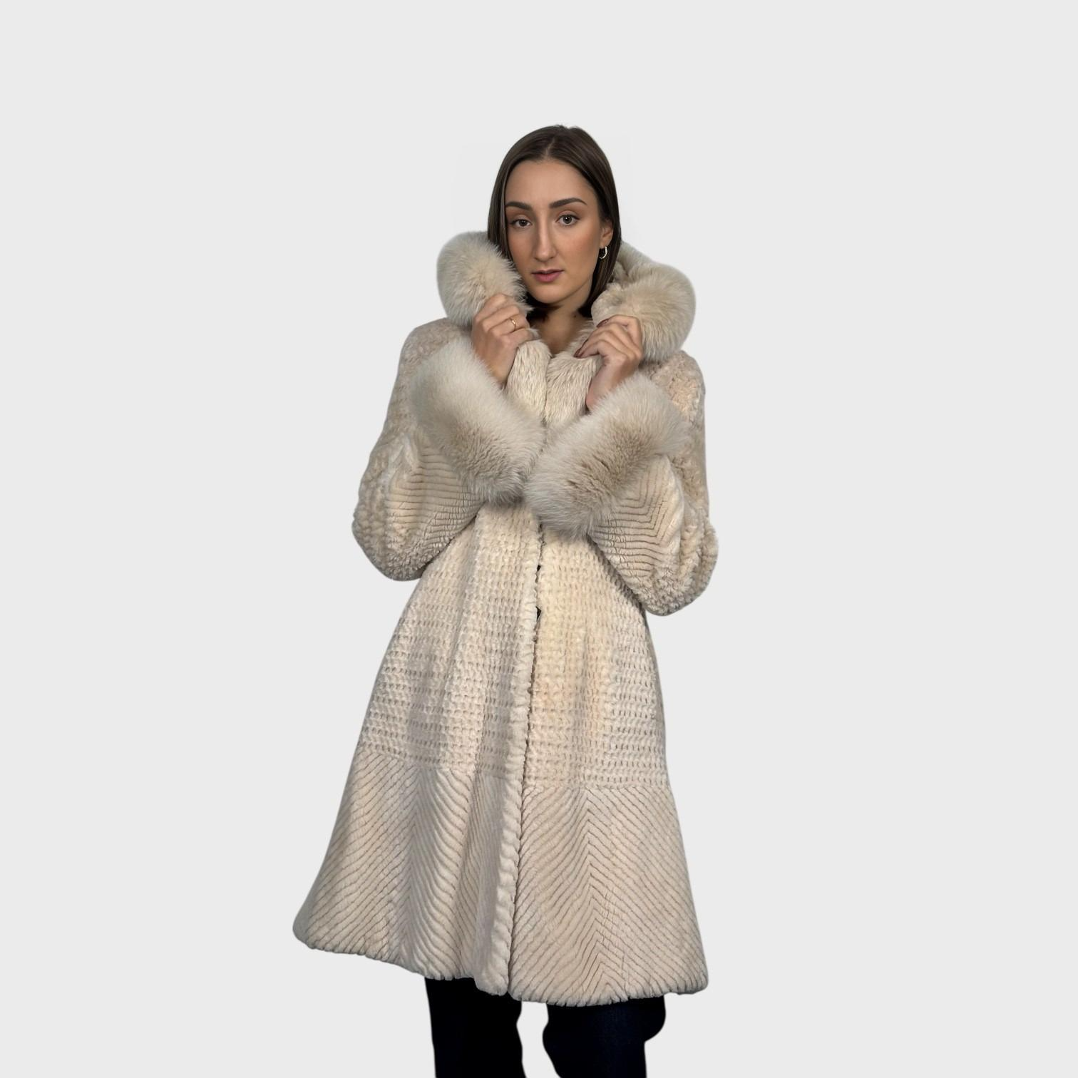 Blush Sheared Beaver Stroller and Blush Fox Trim