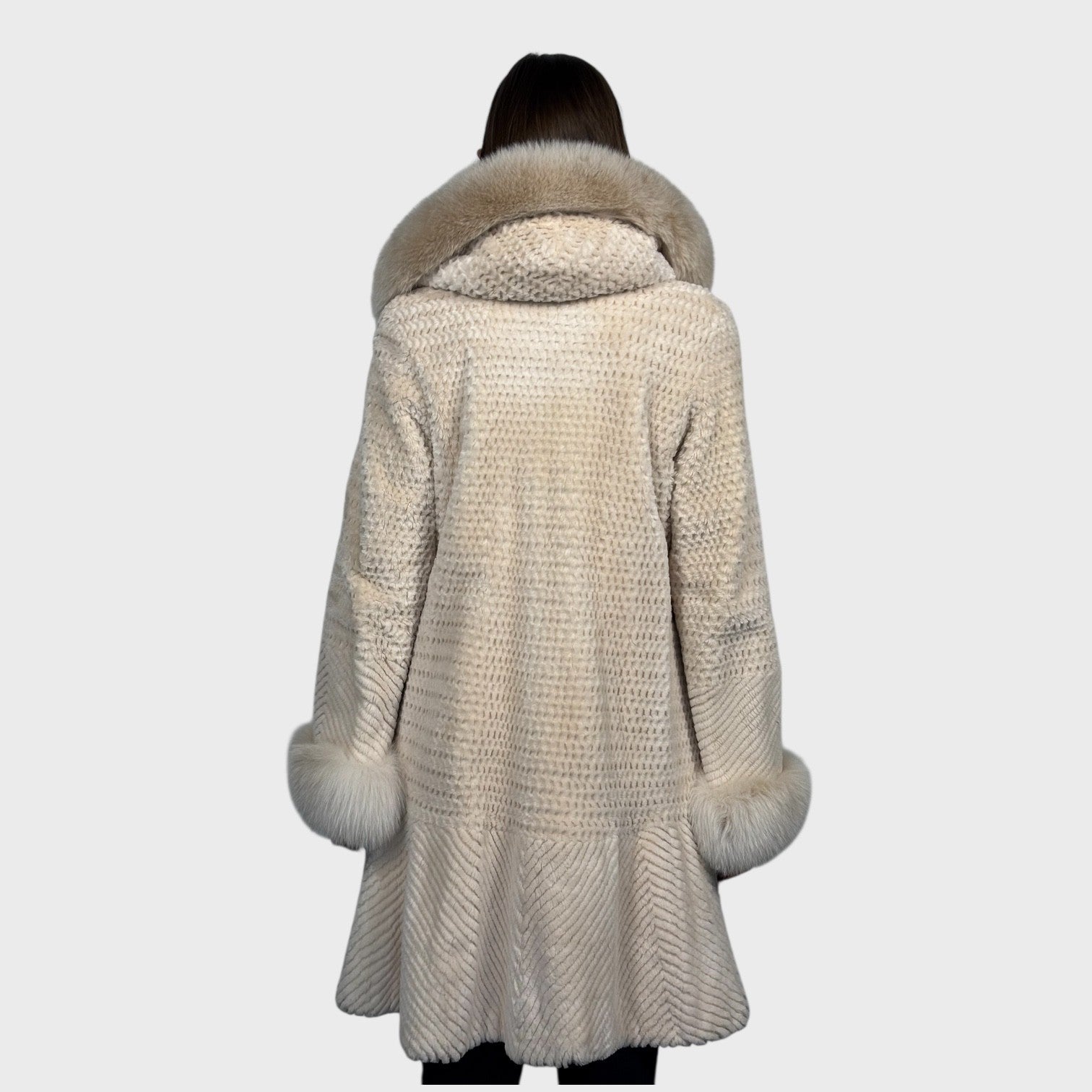 Blush Sheared Beaver Stroller and Blush Fox Trim