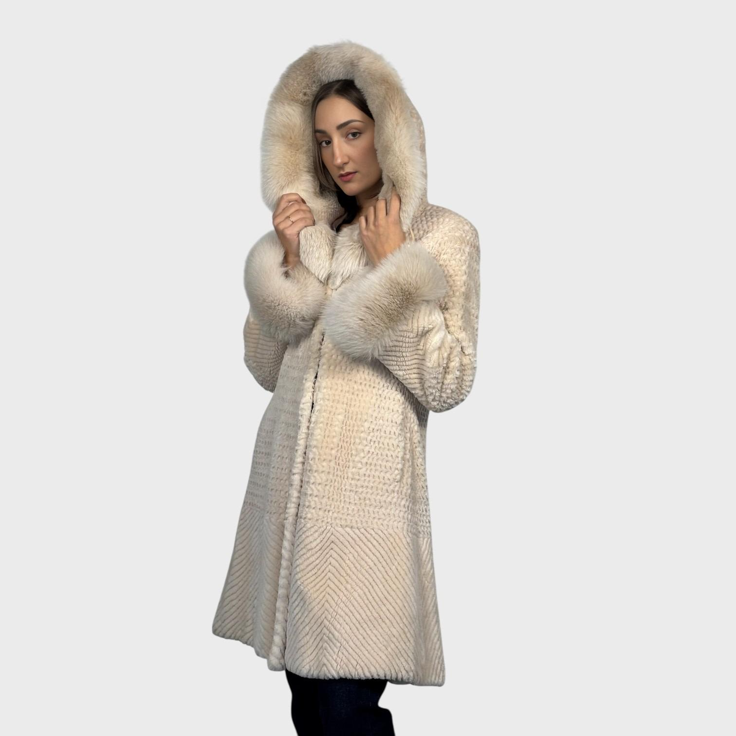 Blush Sheared Beaver Stroller and Blush Fox Trim