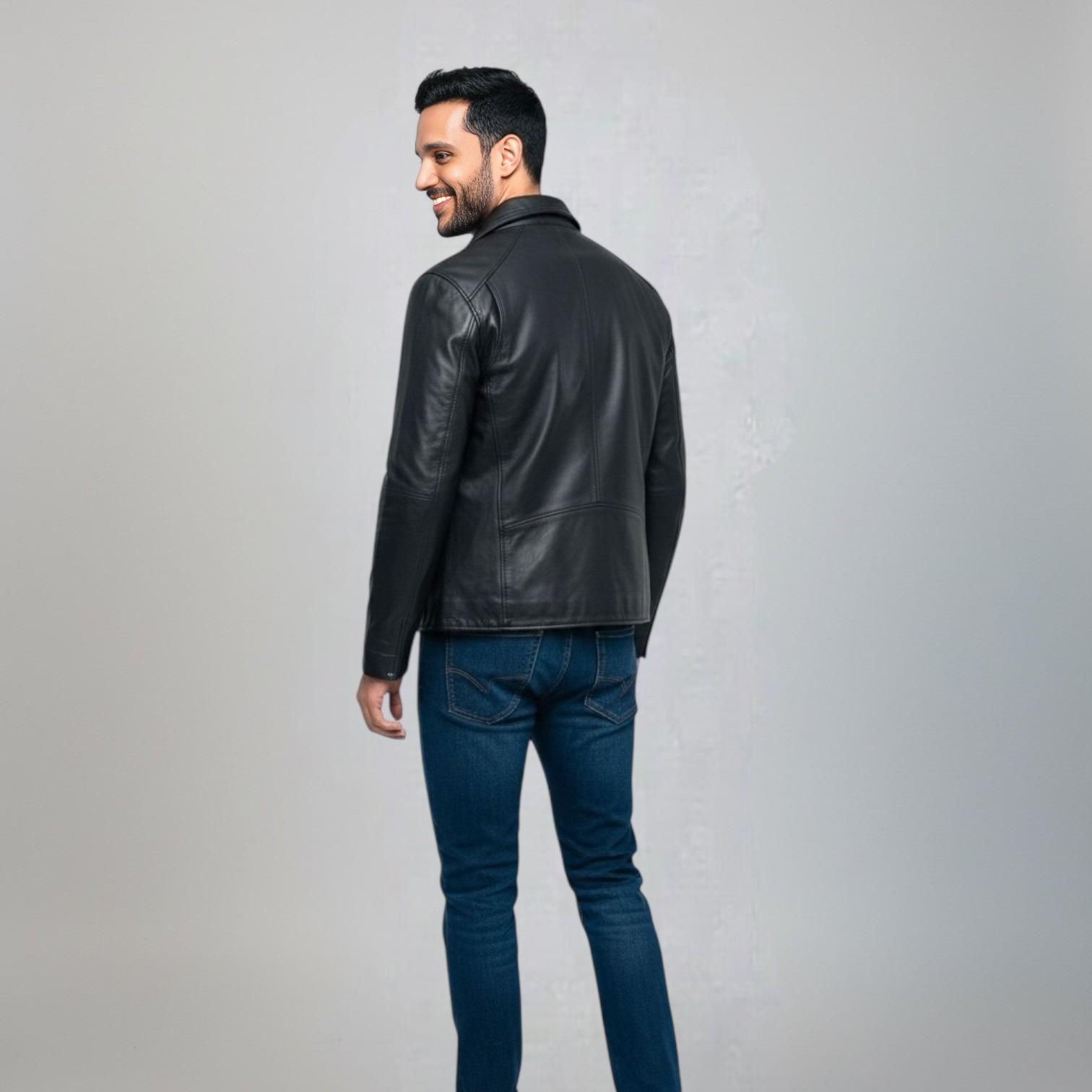Black men's leather Jacket