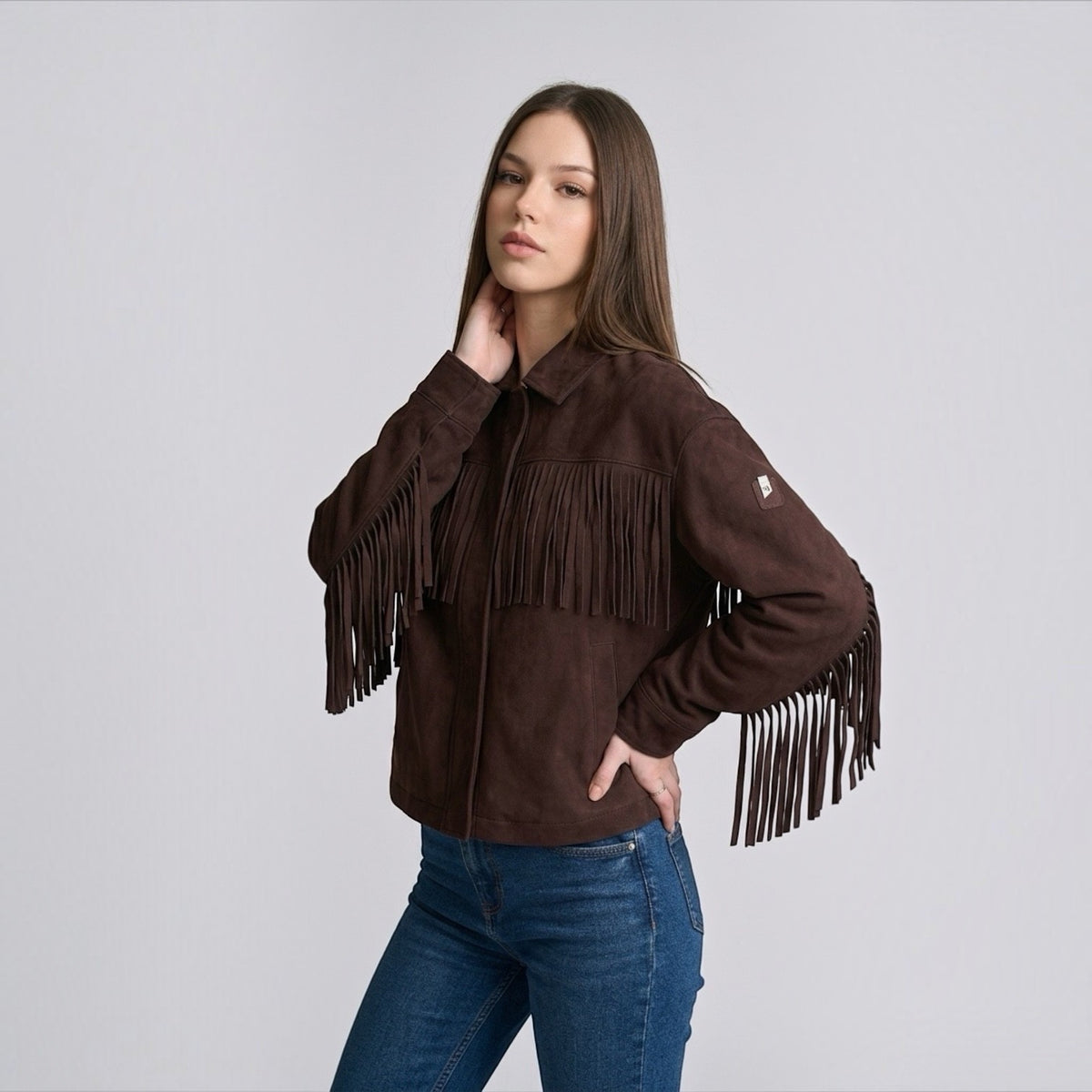 Suede Fringe Shirt Jacket