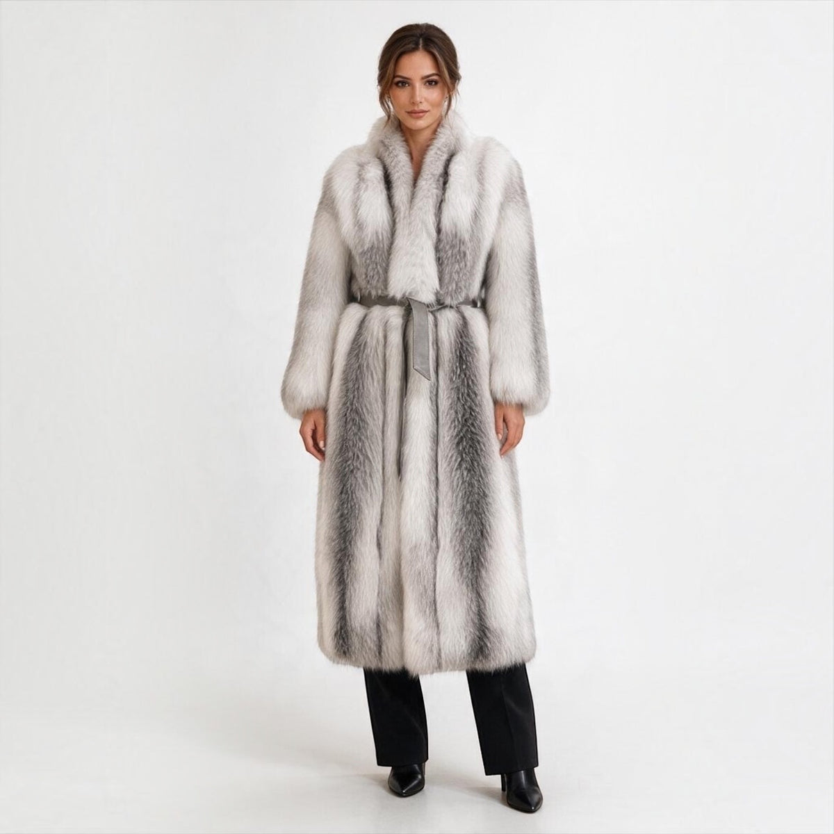 Natural Shadow Frost Full-Length Fox Fur Coat
