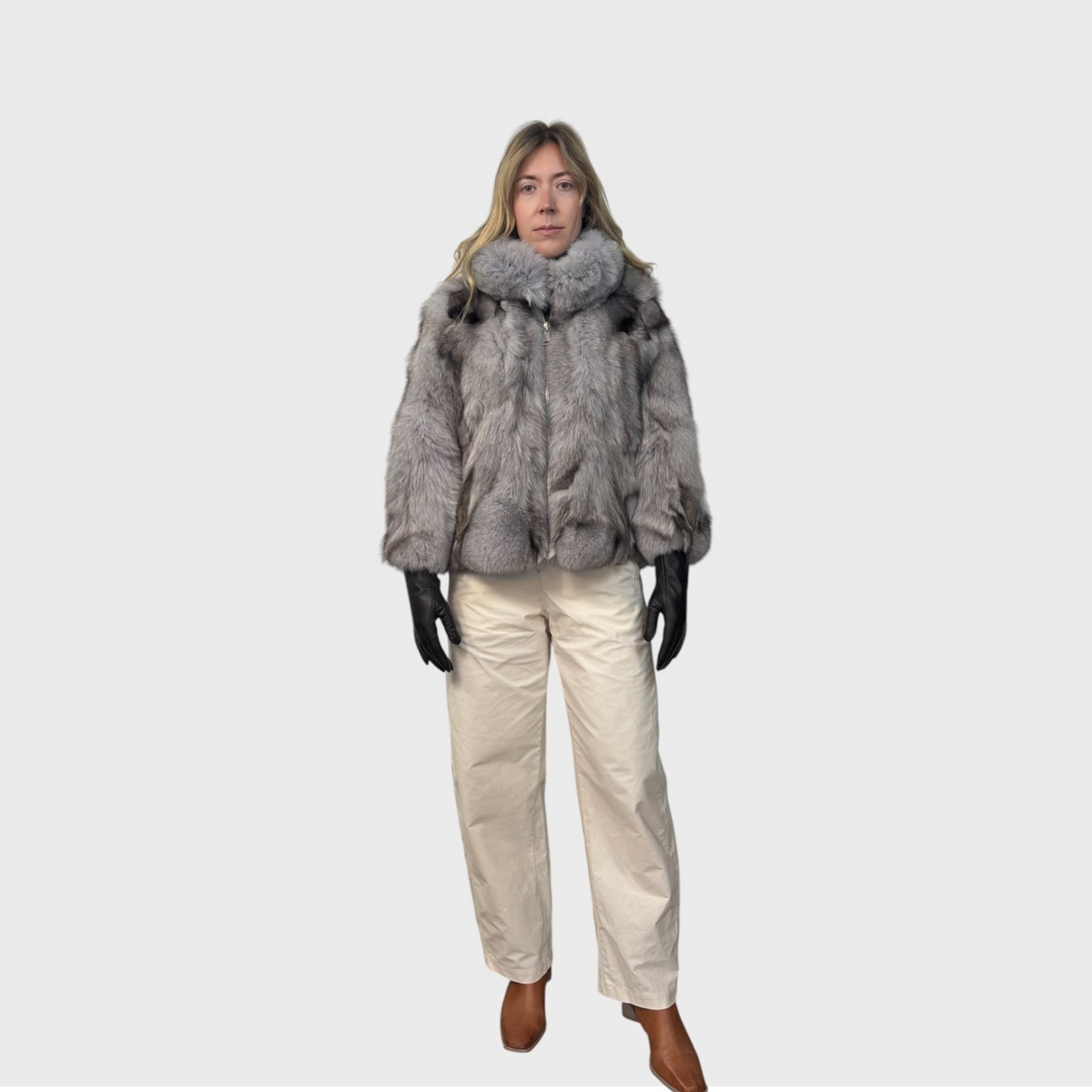 Blue Fox Patchwork Short Jacket