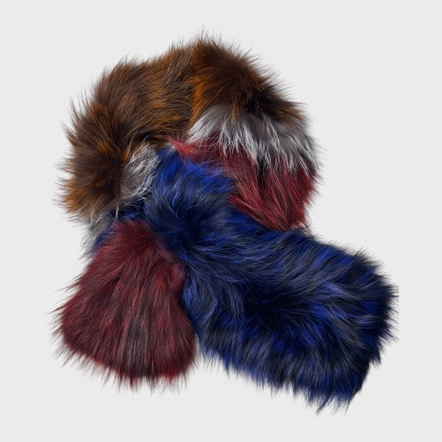 Knitted Pull-Through Fox Fur Scarf – Multicolour