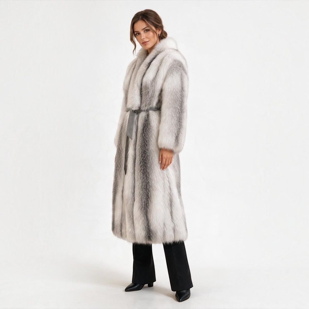 Natural Shadow Frost Full-Length Fox Fur Coat