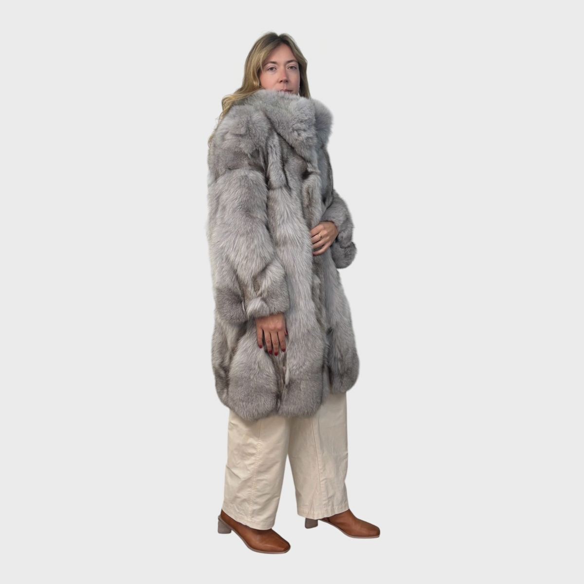 Blue Fox Patchwork  7/8 Coat