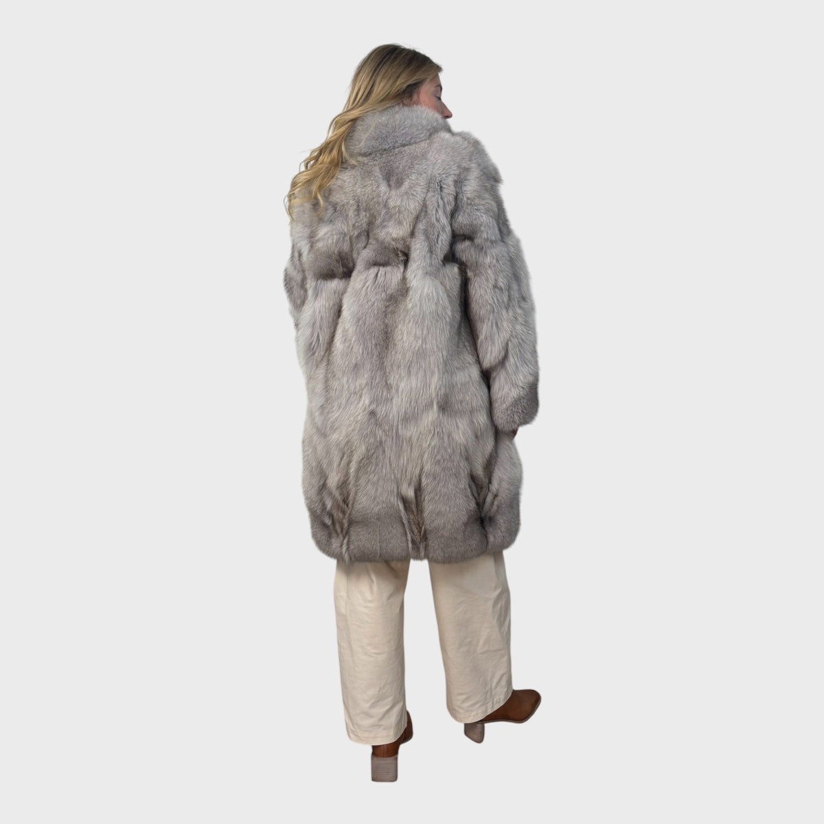 Blue Fox Patchwork  7/8 Coat