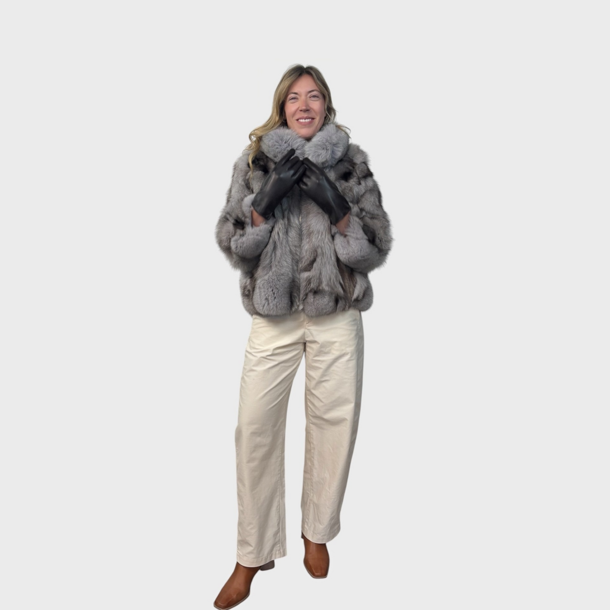 Blue Fox Patchwork Short Jacket