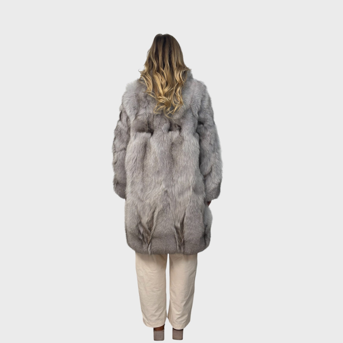 Blue Fox Patchwork  7/8 Coat