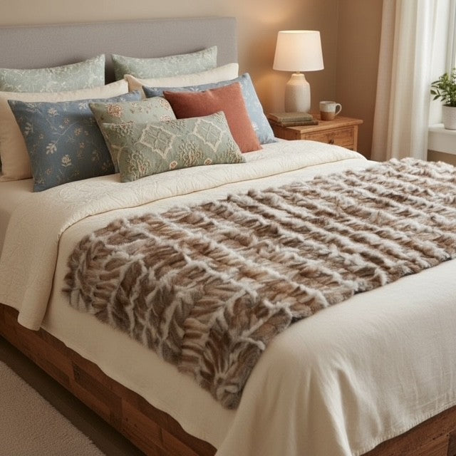 Natural Coyote Patch Work Throw