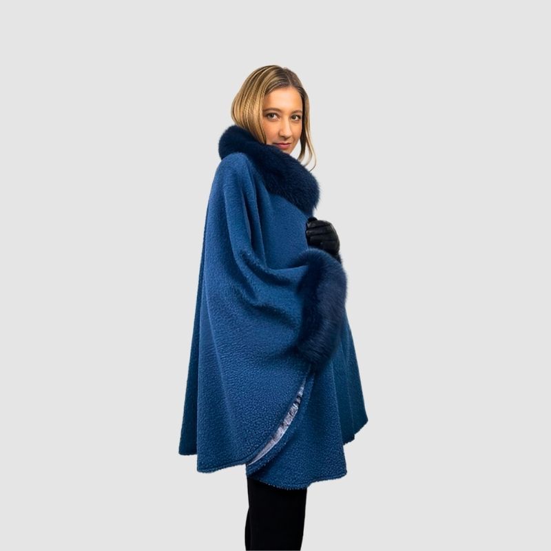Alpaca  Wool Cape - Fox Trim