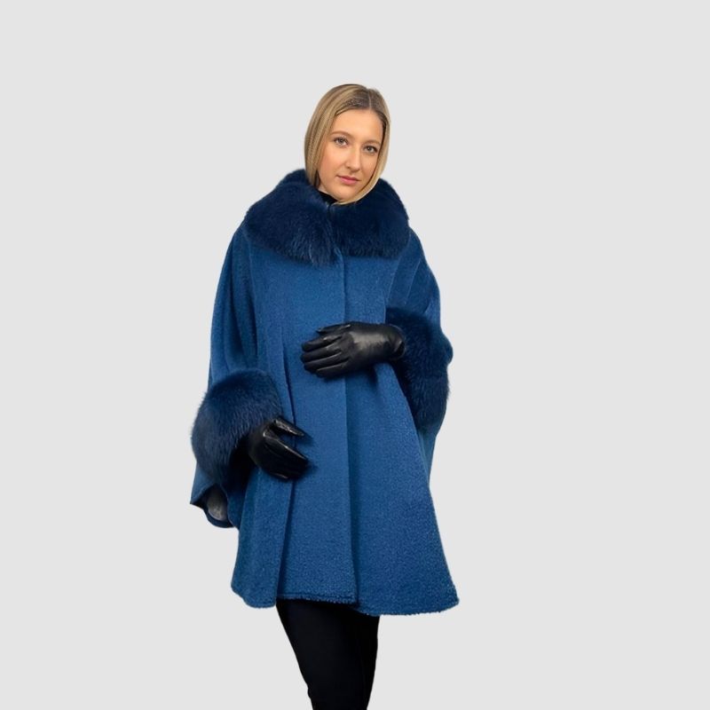 Alpaca  Wool Cape - Fox Trim