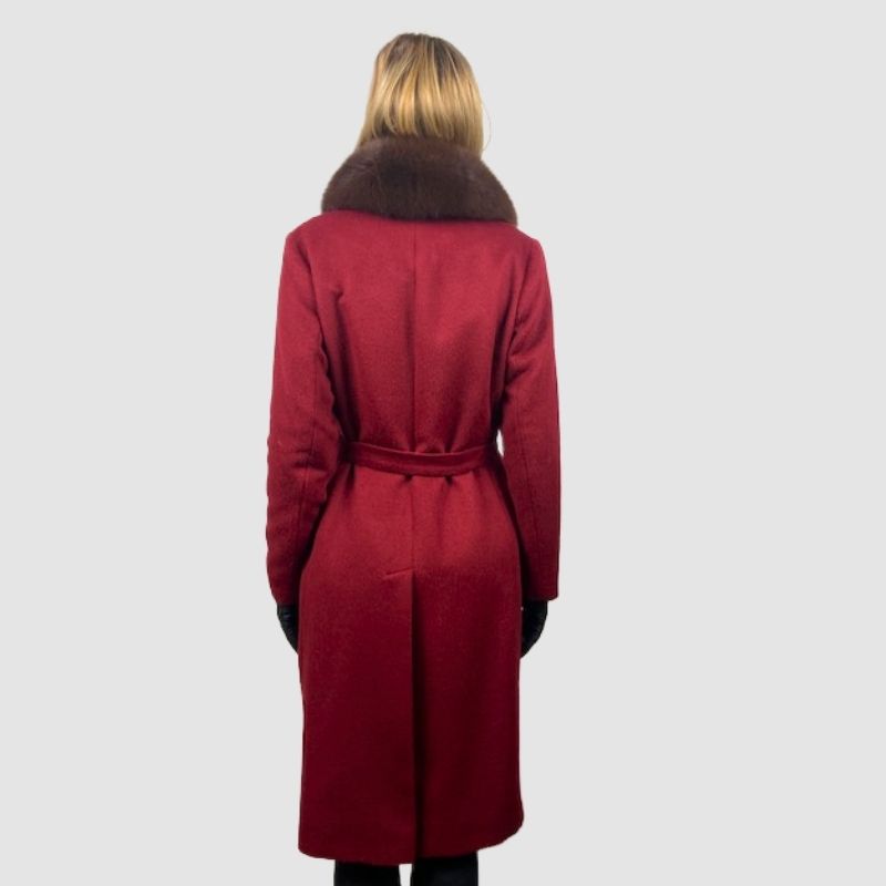 Baby Alpaca Wool Coat - Detachable Fox Collar