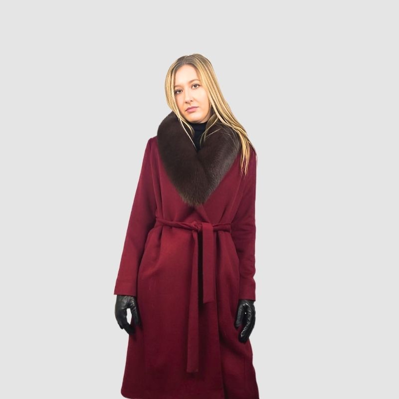 Baby Alpaca Wool Coat - Detachable Fox Collar