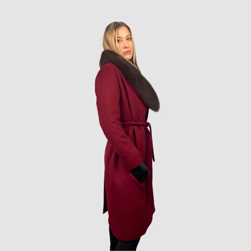 Baby Alpaca Wool Coat - Detachable Fox Collar