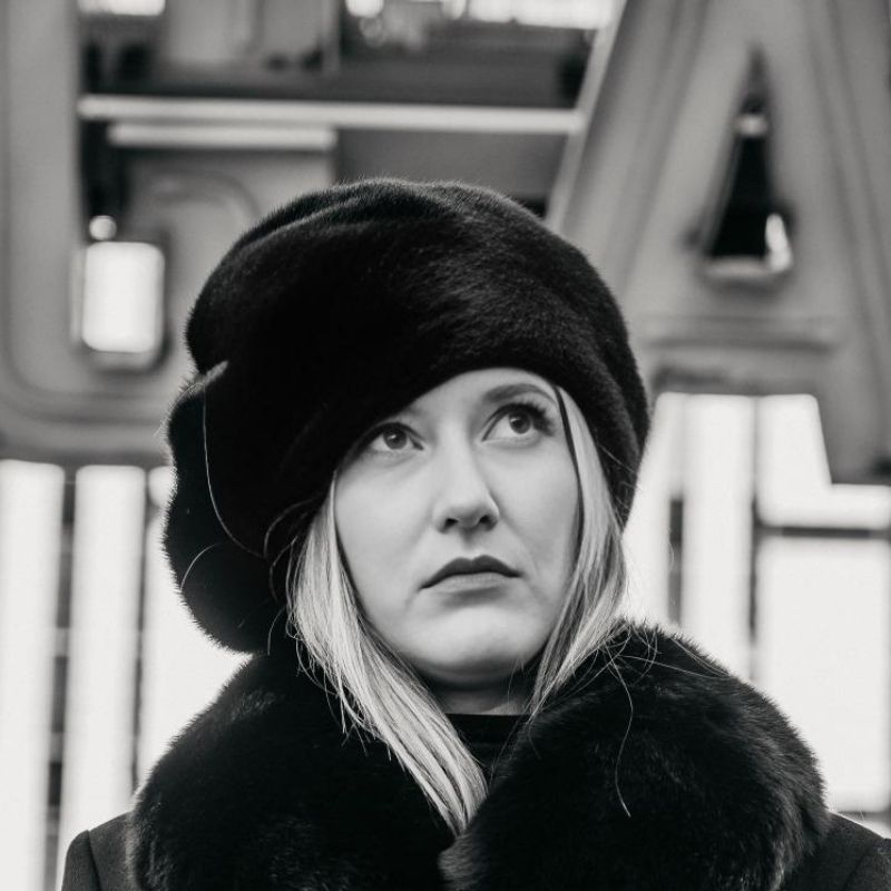 Black Mink Beret Style Hat