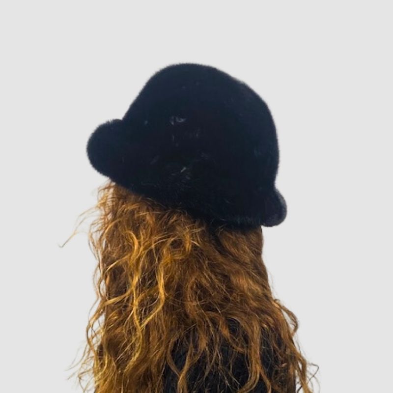 Black Mink Hat- Bucket Style