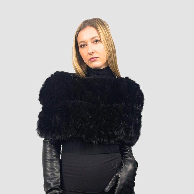 Black Mink & Wool Stole