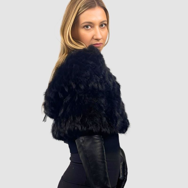 Black Mink & Wool Stole