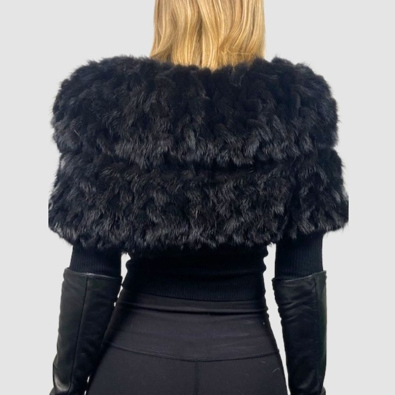 Black Mink & Wool Stole