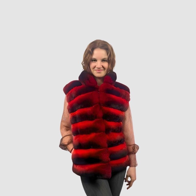Cardinal Dyed Chinchilla Vest