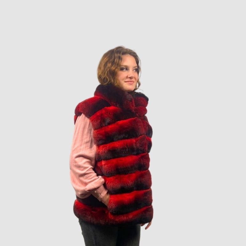 Cardinal Dyed Chinchilla Vest