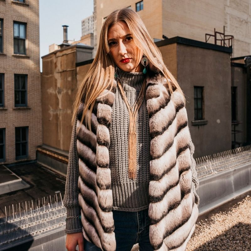 Chinchilla Shade Rex Rabbit Vest