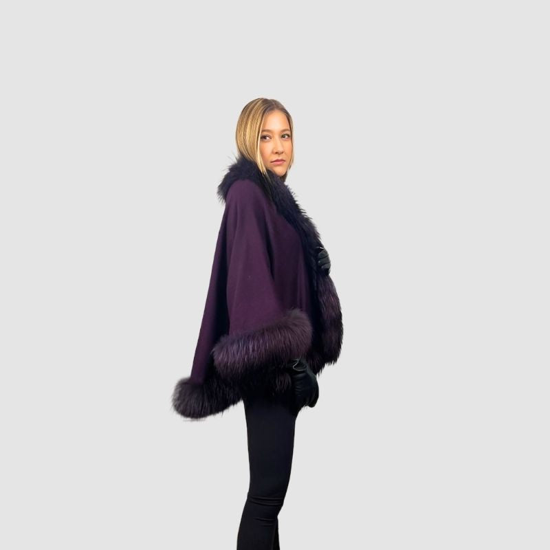 Dark Purple Dyed Cashmere Cape