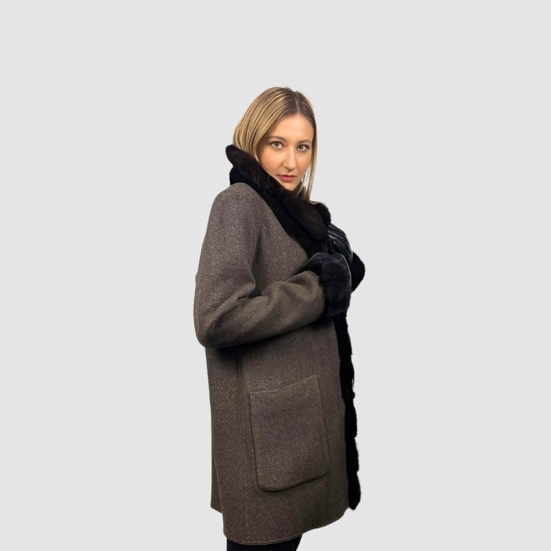 Double Face Cashmere Jacket - Dark Ranch Mink Trim