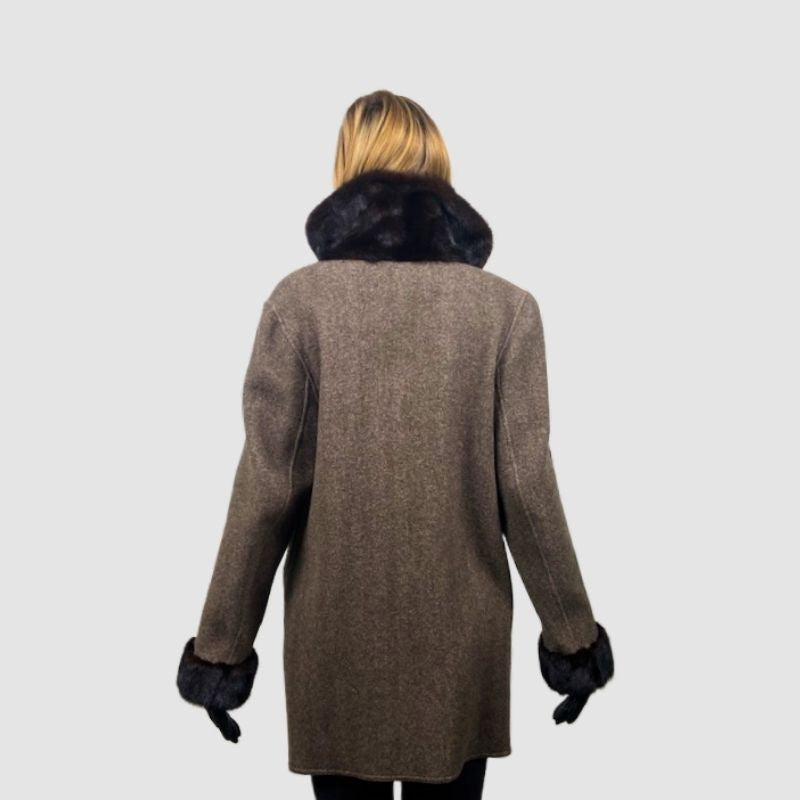 Double Face Cashmere Jacket - Dark Ranch Mink Trim
