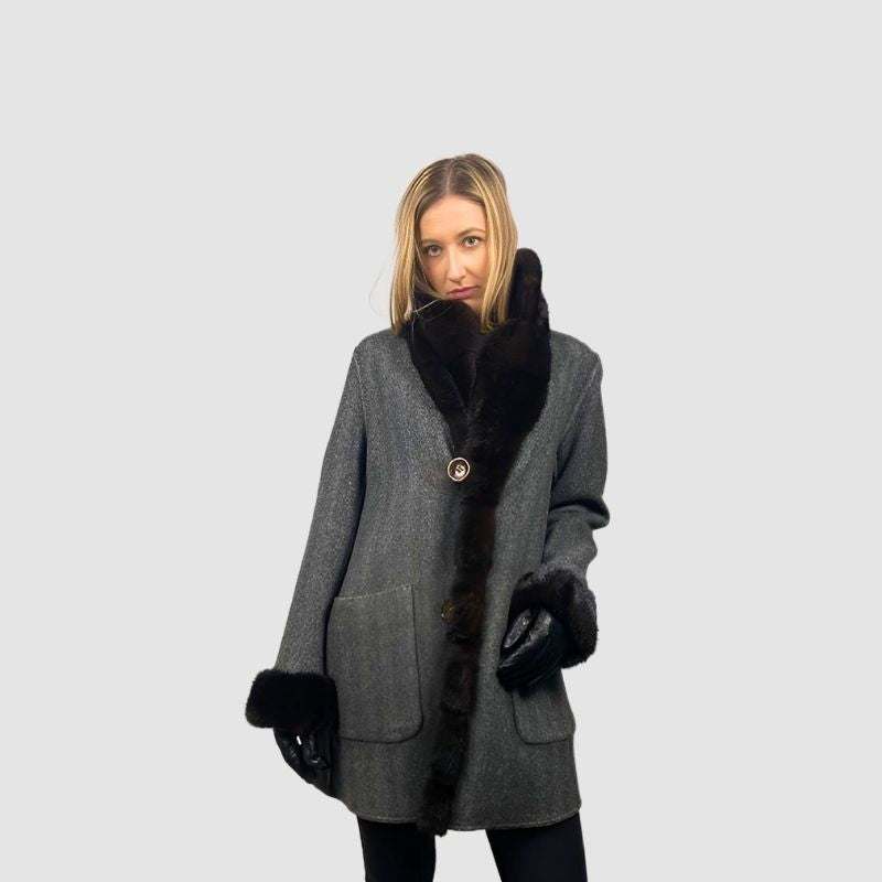 Double Face Cashmere Jacket - Dark Ranch Mink Trim