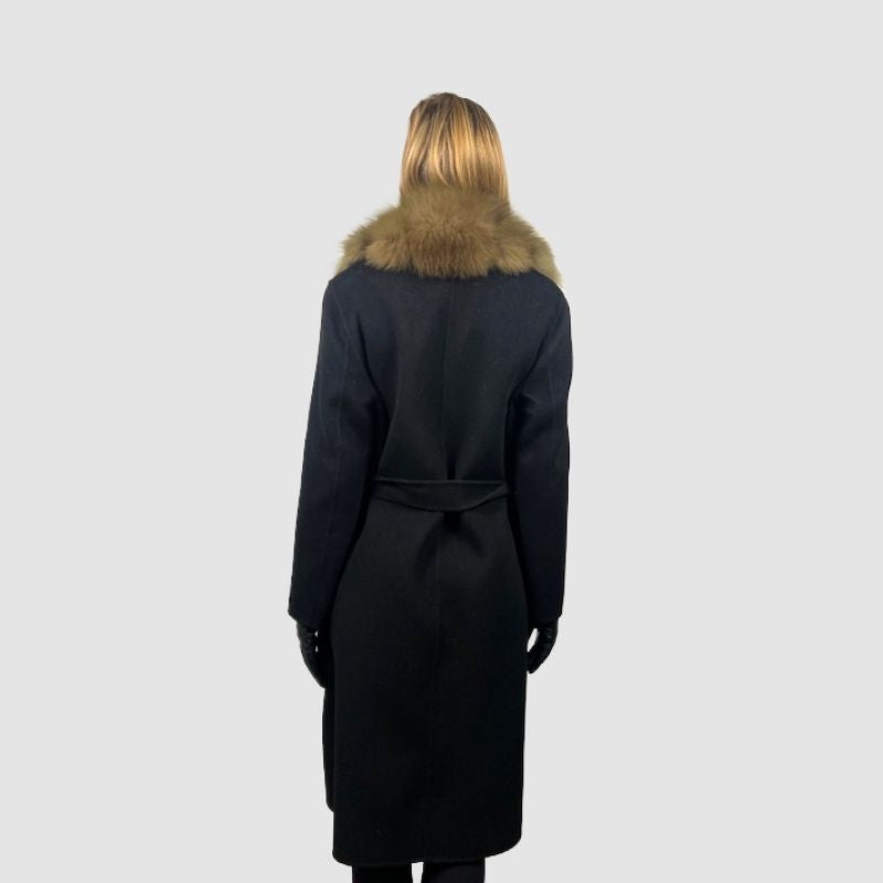 Fine Wool Coat - Sable Dyed Fox Trim