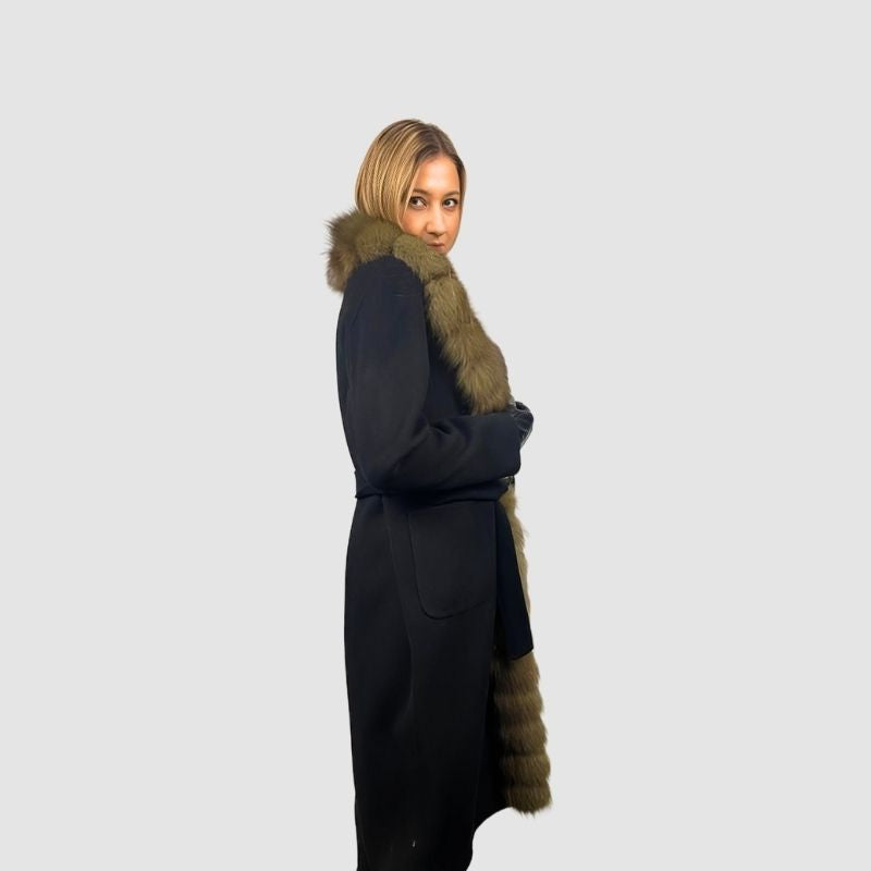 Fine Wool Coat - Sable Dyed Fox Trim