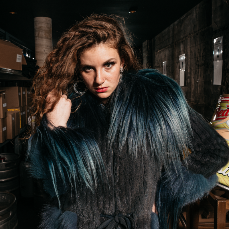 Grey Blue Mink Jacket - Fox & Goat Trim