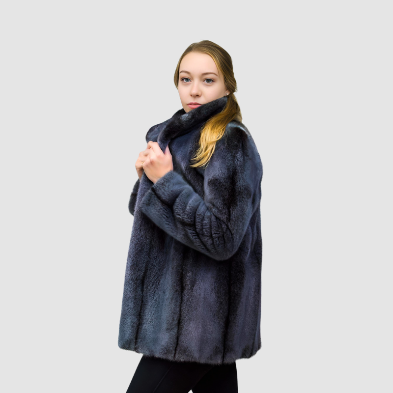 Grey cross female mink jacket