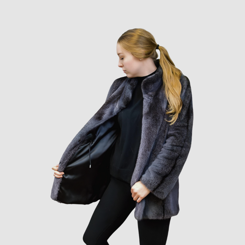 Grey cross female mink jacket