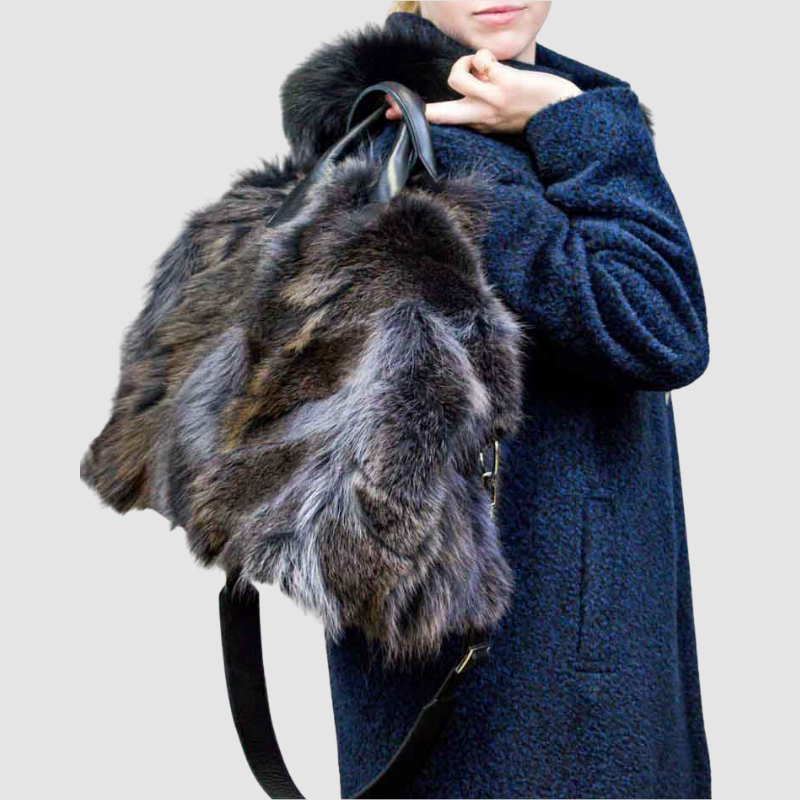 Gun Metal Dyed Coyote Bag - Leather Strap