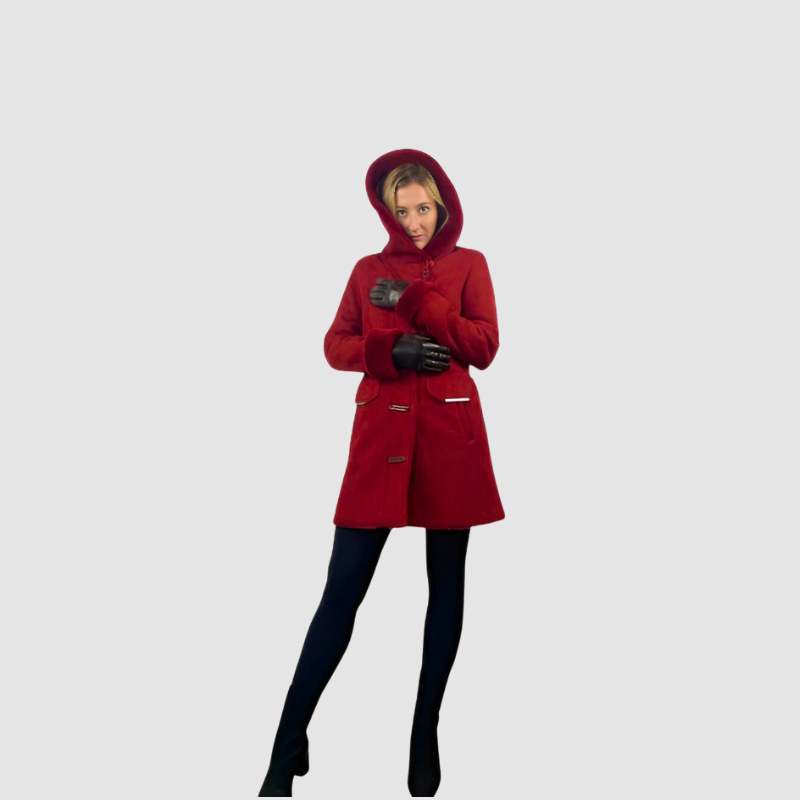 Hooded Shearling Jacket Cherry Suede