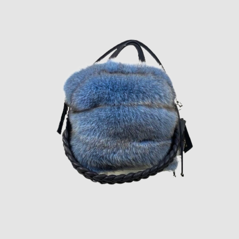 Light Blue Dyed Fox Luxe Bag