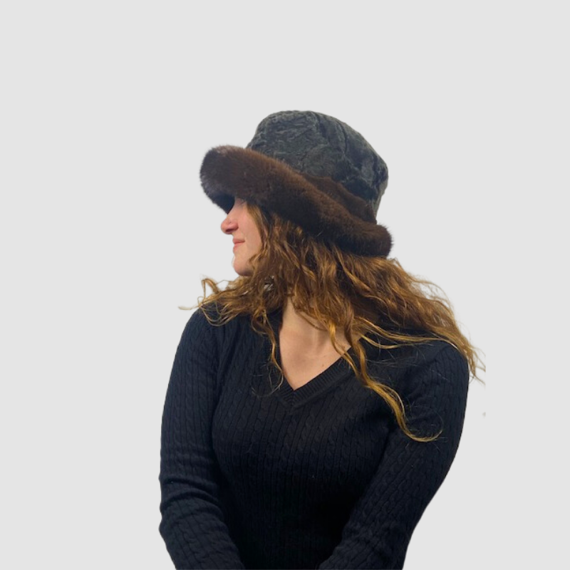 Mahogany Mink & Brown Swakara Bucket Style Hat